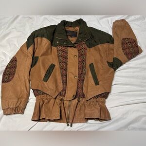 Winlit vintage Brown and Green Women's leather Jacket- EUC - made in Korea - S